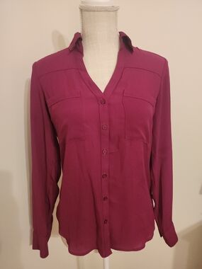 Express Magenta Button-Down Collared Shirt